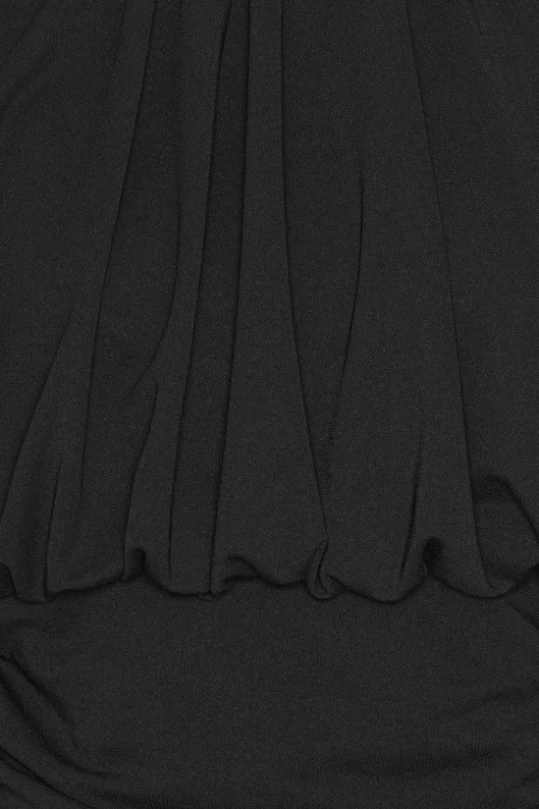 Ruched Ls Top Black