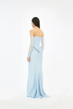 Ruched Maxi Dress Light Blue