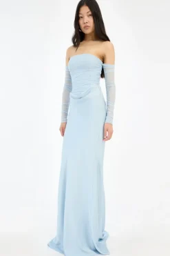 Ruched Maxi Dress Light Blue