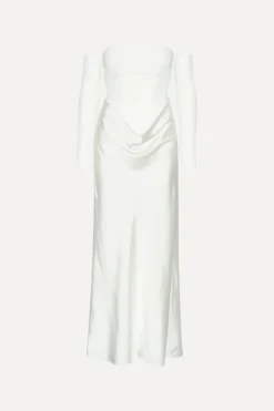 Ruched Maxi Dress White
