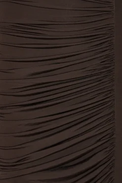 Ruched Midi Dress Dark Brown