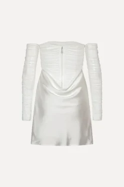 Ruched Mini Dress White