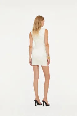 Satin Big Flower Dress White