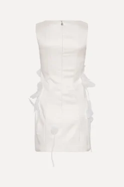 Satin Big Flower Dress White