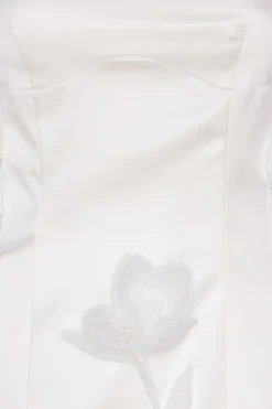 Satin Big Flower Dress White