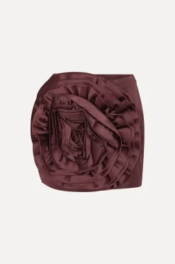 Satin Big Flower Skirt Burgundy
