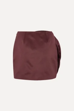 Satin Big Flower Skirt Burgundy