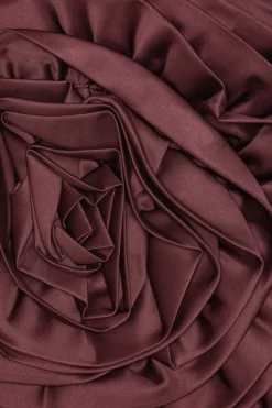 Satin Big Flower Skirt Burgundy