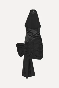 Satin Bow Dress Black
