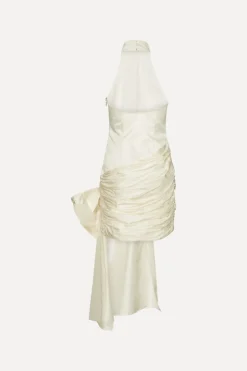 Satin Bow Dress Creme White