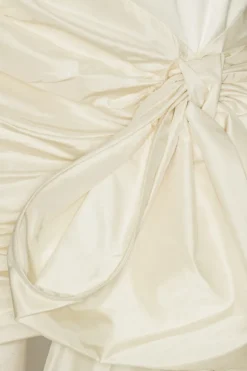 Satin Bow Dress Creme White
