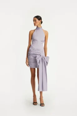 Satin Bow Dress Purple