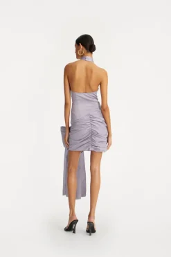 Satin Bow Dress Purple