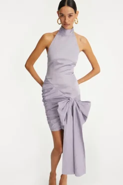 Satin Bow Dress Purple