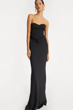 Satin Corset Maxi Dress Black