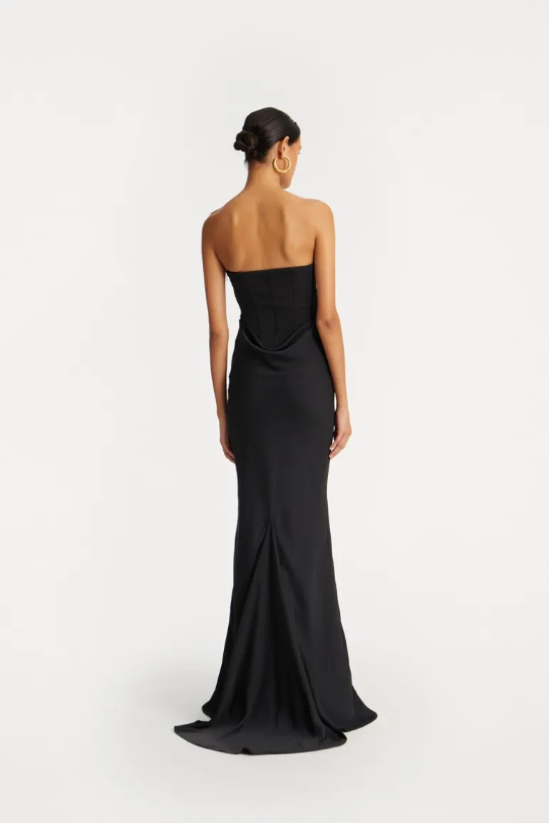 Satin Corset Maxi Dress Black