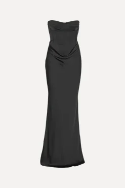 Satin Corset Maxi Dress Black