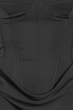 Satin Corset Maxi Dress Black