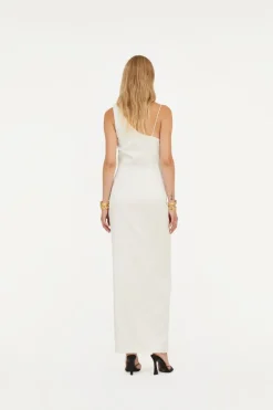 Satin Draped Dress White