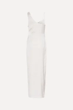 Satin Draped Dress White