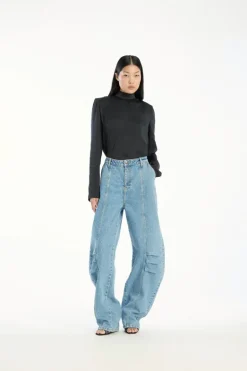 Satin Drapy Back Top Black