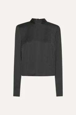 Satin Drapy Back Top Black