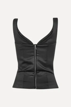 Satin Fitted Top Black