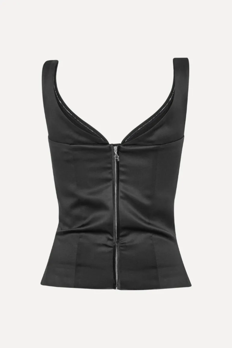 Satin Fitted Top Black