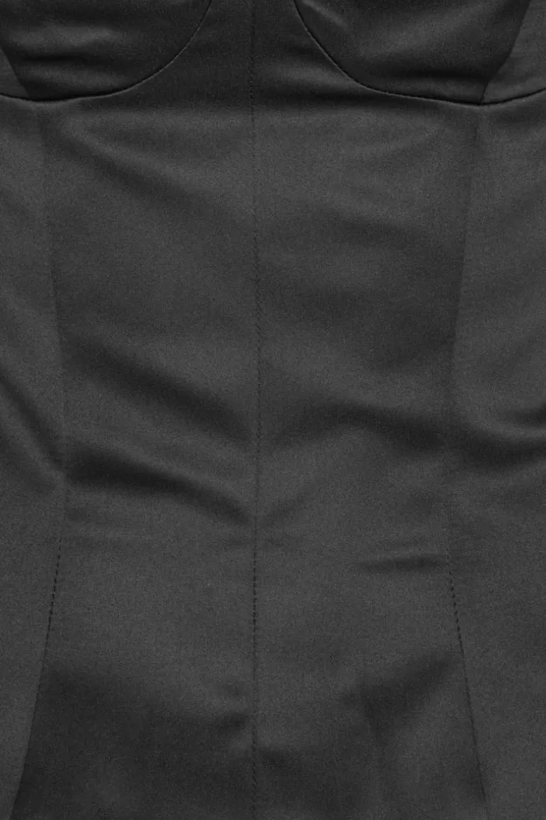 Satin Fitted Top Black