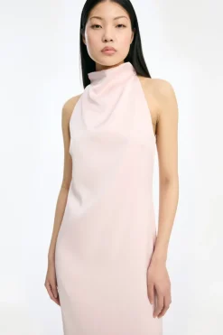Satin Halterneck Dress Pink