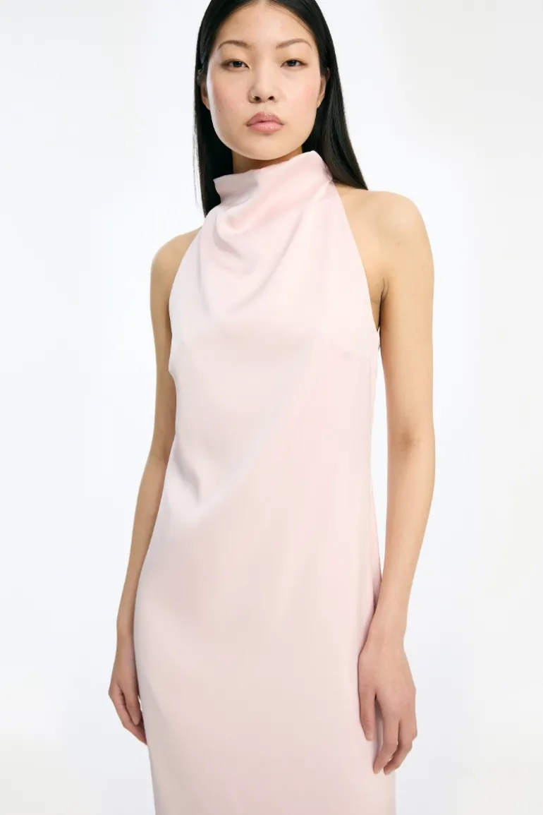 Satin Halterneck Dress Pink