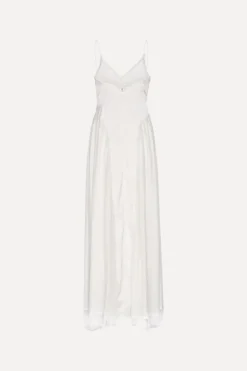 Satin Lace Maxi Dress White