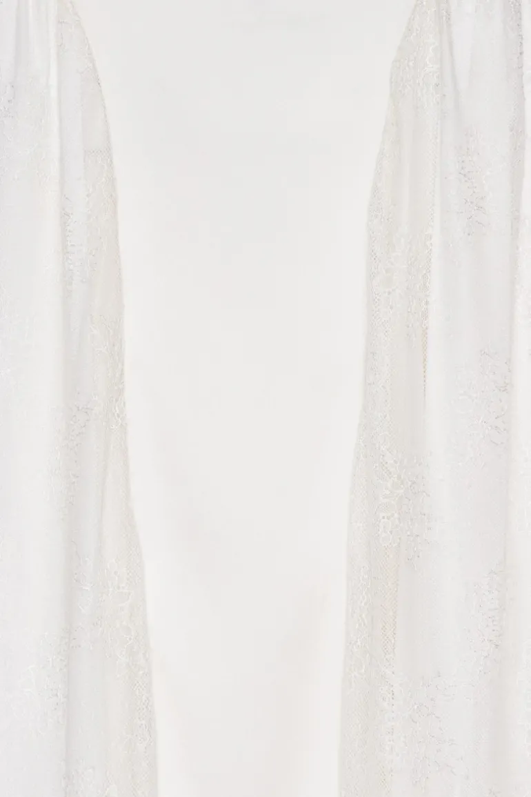 Satin Lace Maxi Dress White