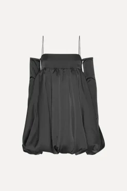 Satin Ls Bubble Dress Black