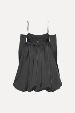 Satin Ls Bubble Dress Black