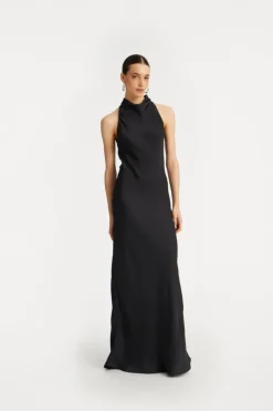 Satin Maxi Dress Black