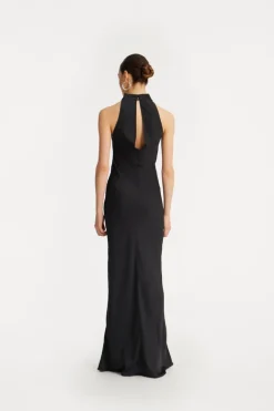 Satin Maxi Dress Black