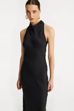 Satin Maxi Dress Black