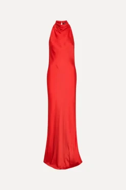 Satin Maxi Dress Red