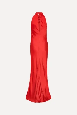 Satin Maxi Dress Red