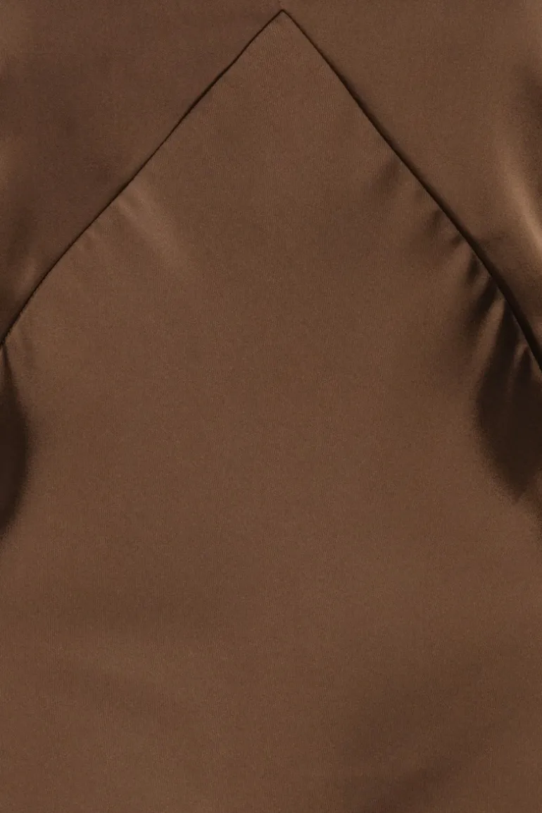 Satin Maxi Slip Dress Dark Brown