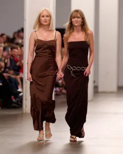 Satin Maxi Slip Dress Dark Brown