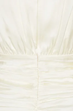 Satin Mini Gathered Dress Creme White