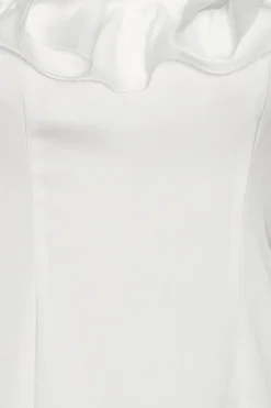 Satin Mini Ruffle Dress White