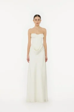 Satin Pearl Corset Dress White