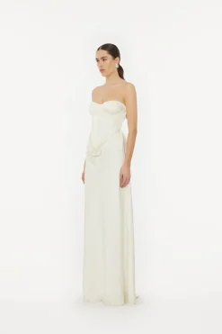Satin Pearl Corset Dress White