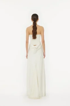 Satin Pearl Corset Dress White