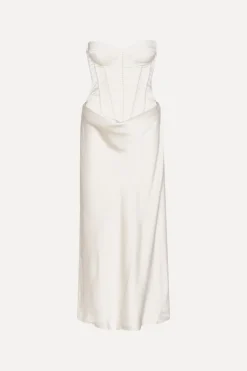 Satin Pearl Corset Dress White