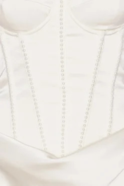 Satin Pearl Corset Dress White