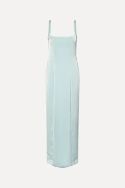 Satin Strap Maxi Dress Light Blue